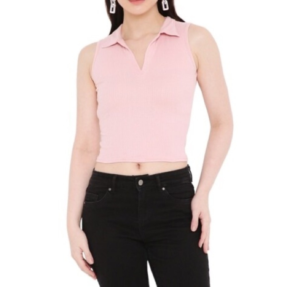 NWT 5B women’s ribbed collared crop top